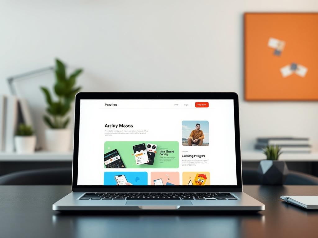 A realistic high resolution of a modern website displayed on