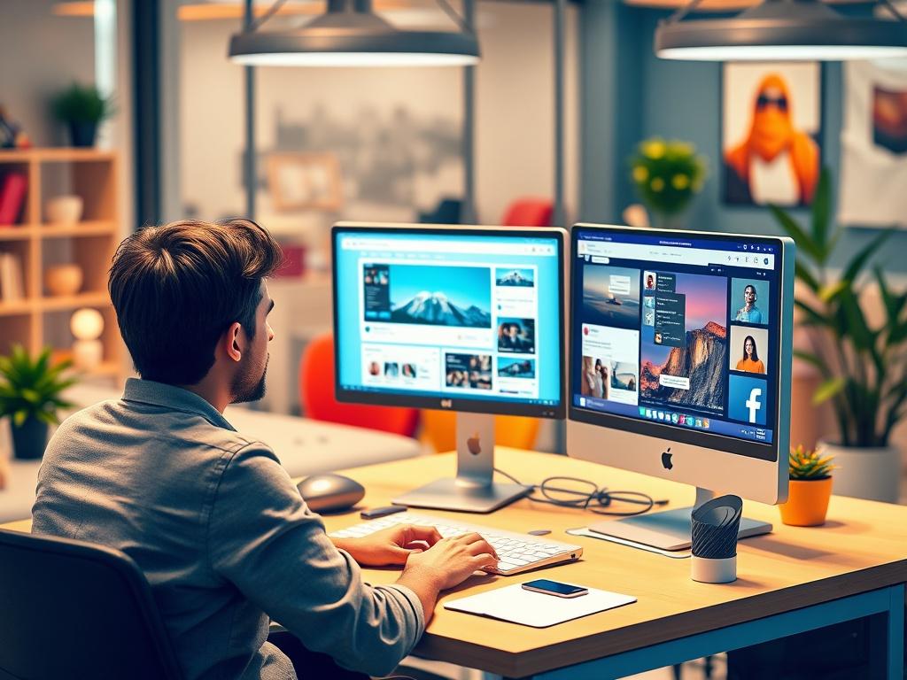 A realistic high resolution of a social media manager working
