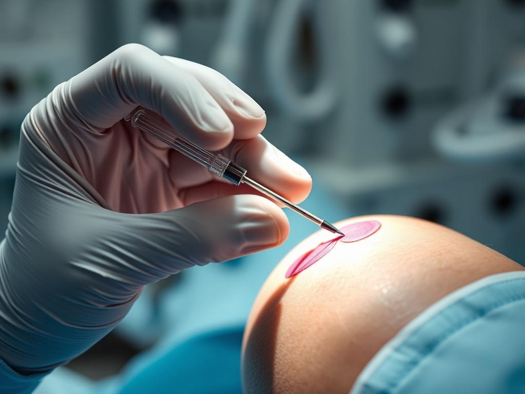 A realistic high resolution of a biopsy procedure being performed,