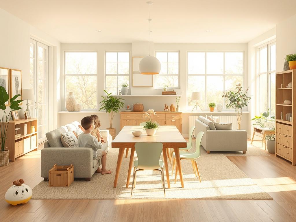 A bright and spacious family living area with a large