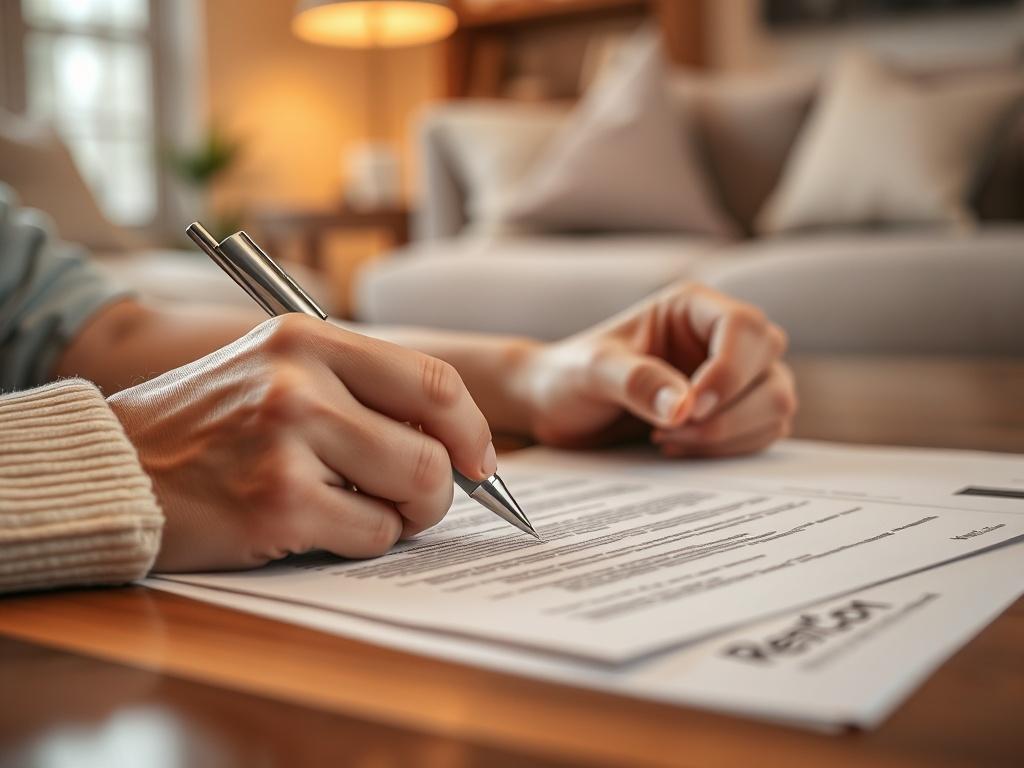 A close up of a person signing a lease agreement