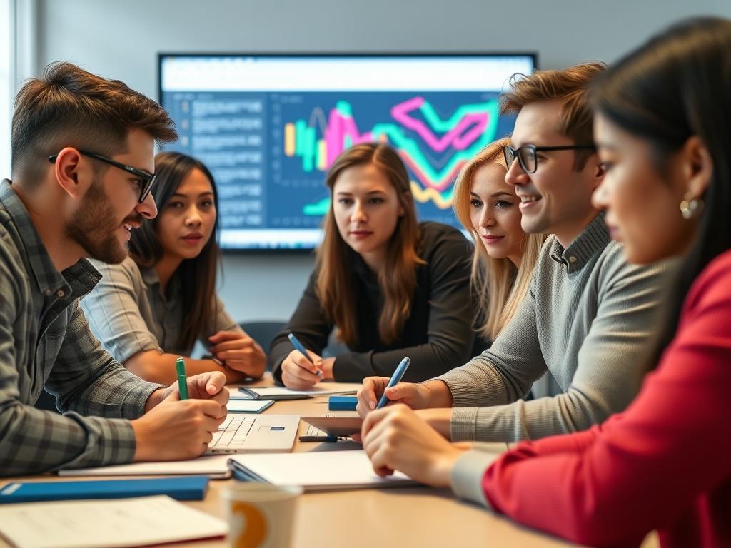 A close-up shot of a diverse group of individuals engaged in a blockchain workshop, intensely focused on a presentation displayed on a screen. The setting is modern and collaborative, with notes and laptops around them. The image captures a moment of engagement, showcasing the excitement of learning and collaboration in a tech-driven environment. The 45mm f/1.2 lens style adds depth, and the primary color rgb(2, 86, 197) is subtly featured in the background elements.