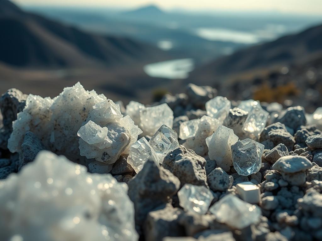 A hyper realistic close up of mineral resources, with a