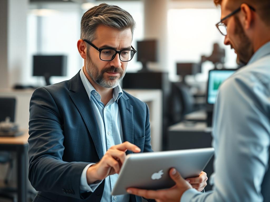 A close up shot of a professional consultant engaging with