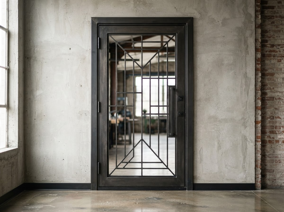 Modern demir kapı geometrik desenlerle