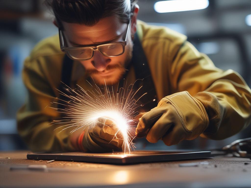 A hyper realistic close up shot of a skilled craftsman