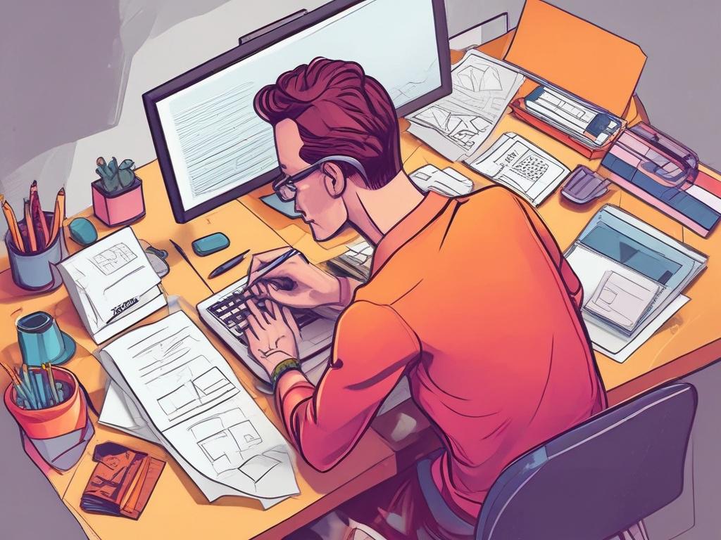 realistic high resolution image of a content writer brainstorming ideas