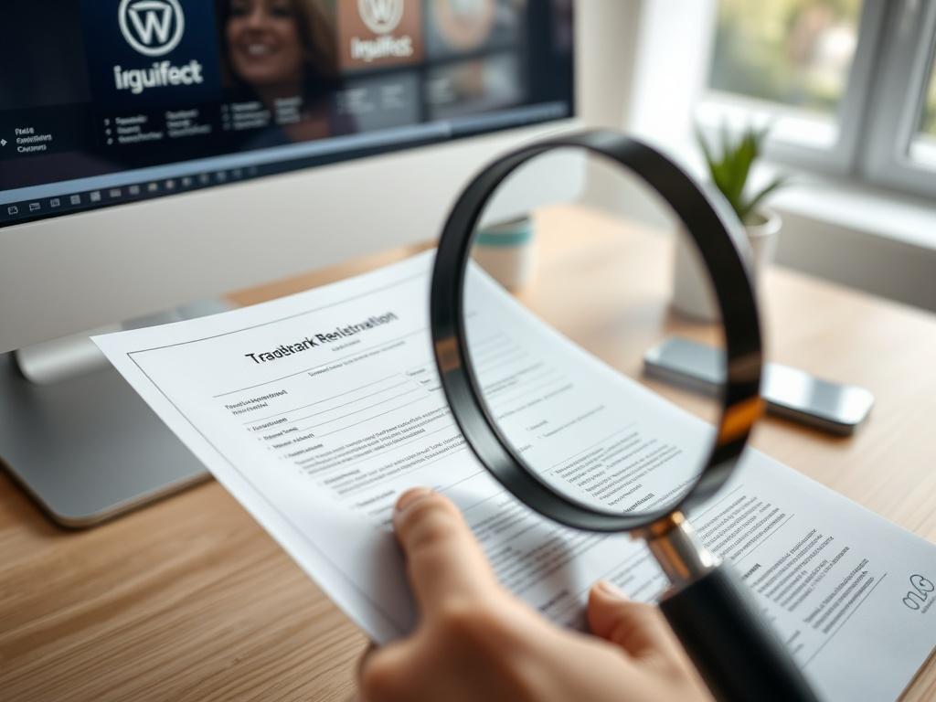 A close up shot of a trademark registration document being