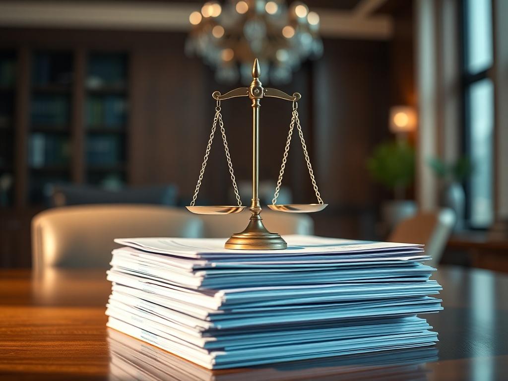 A close up view of a legal scale balanced on
