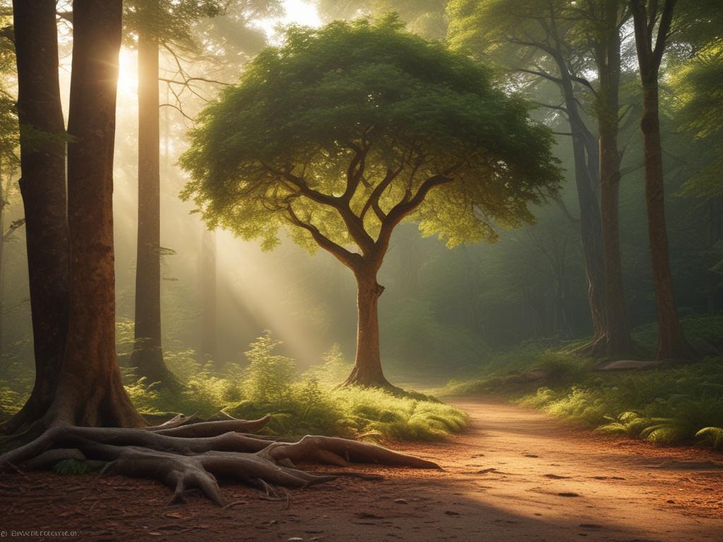 A realistic high resolution of a serene forest landscape, featuring