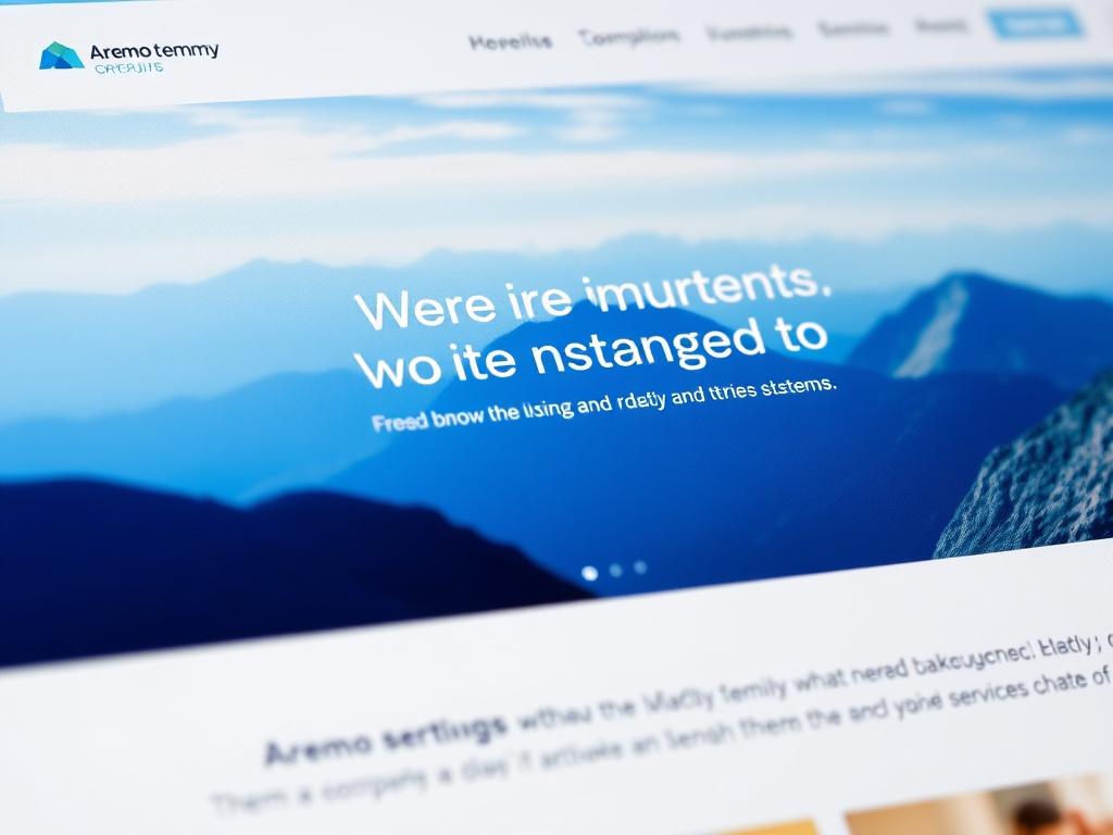 A close-up shot of a vibrant Hero section design for a website, featuring a captivating background image, an inviting tagline, and a modern layout. The color palette includes shades of blue, aligning with the brand identity of Aremo Temmy Groups. The composition is clean and visually appealing, showcasing the essence of a professional service company.