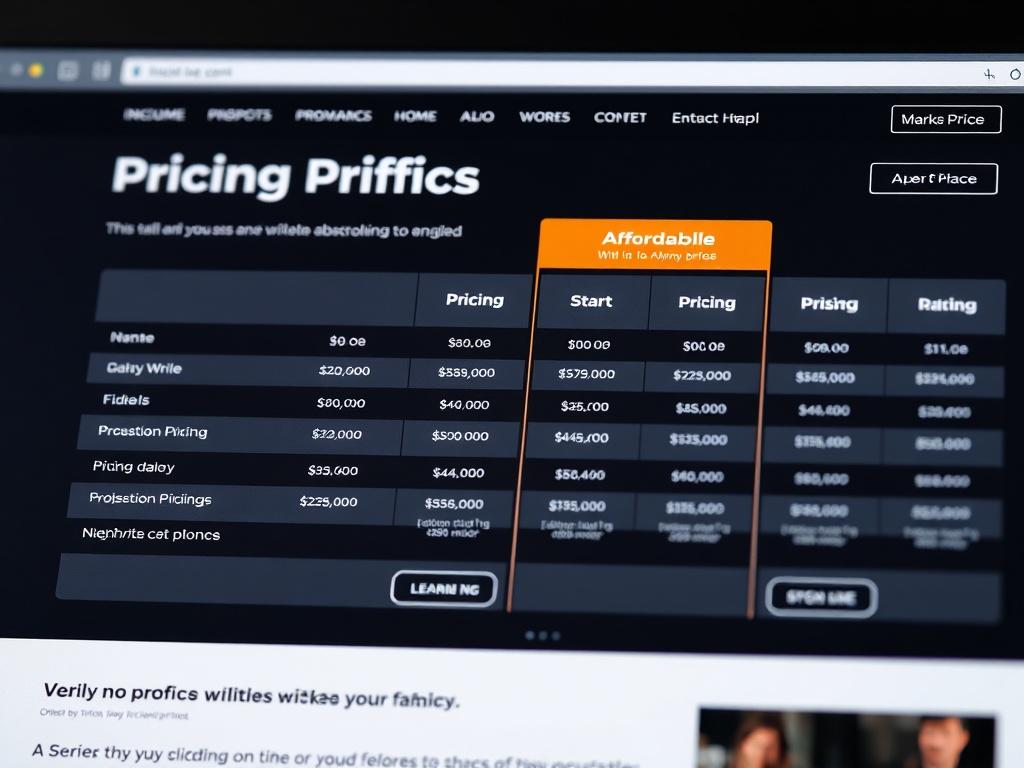 A close up shot of a pricing table displayed on