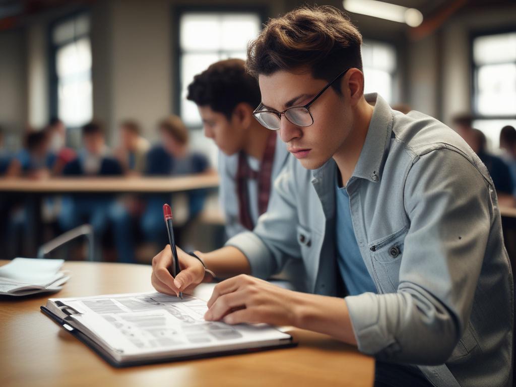 A close up shot of a student analyzing college comparison