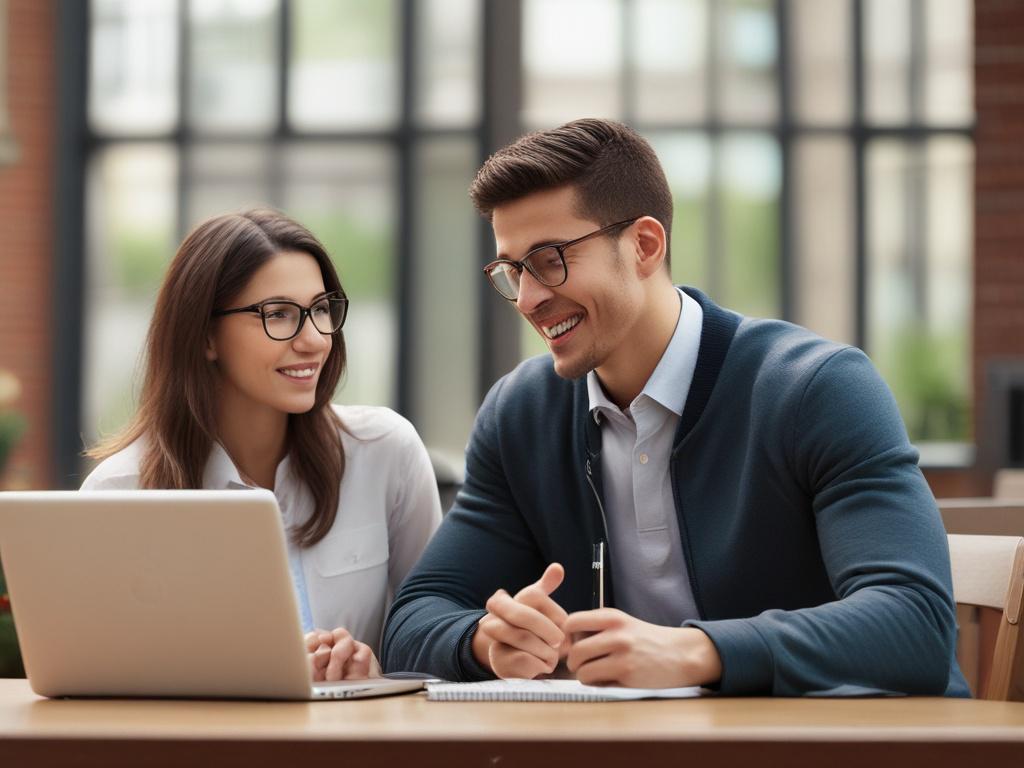 A high resolution image of a counselor and a student