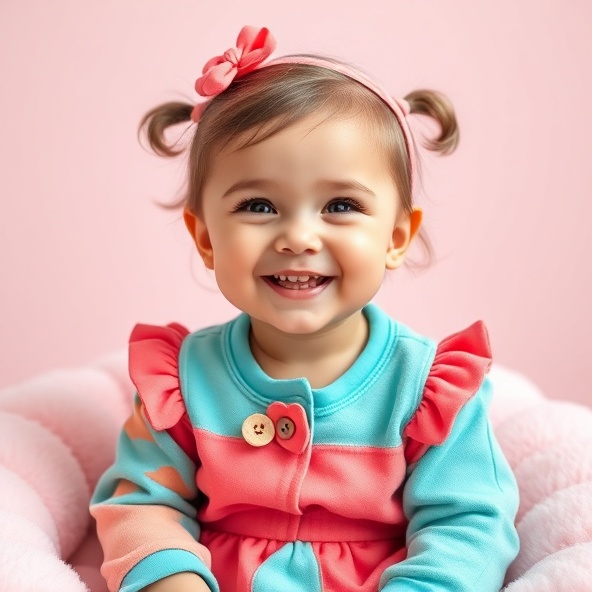 Cute child in colorful playful outfit