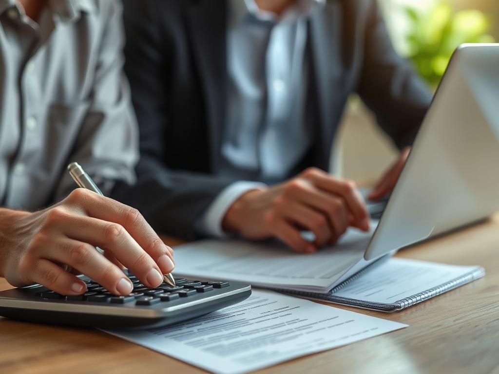 A close up shot of a person reviewing financial documents