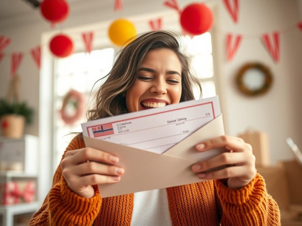 A close up shot of a person excitedly opening an