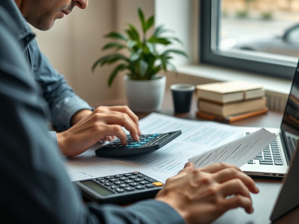 A close up shot of a person reviewing financial documents