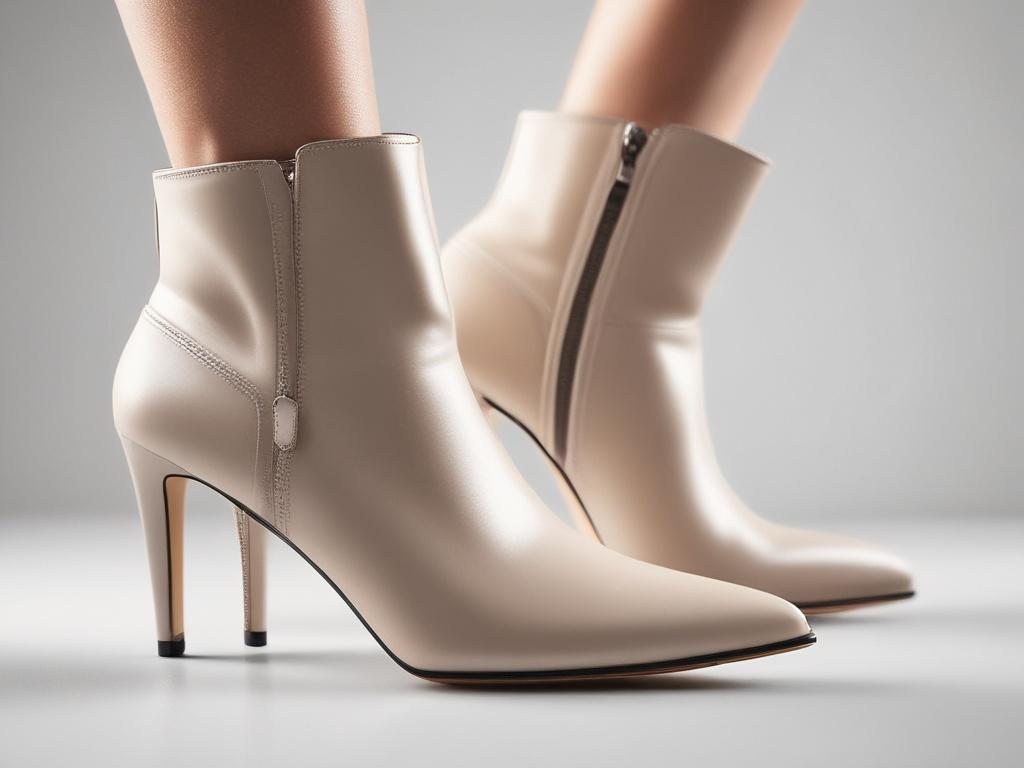 realistic high resolution of stylish heeled ankle boots, elegant design,