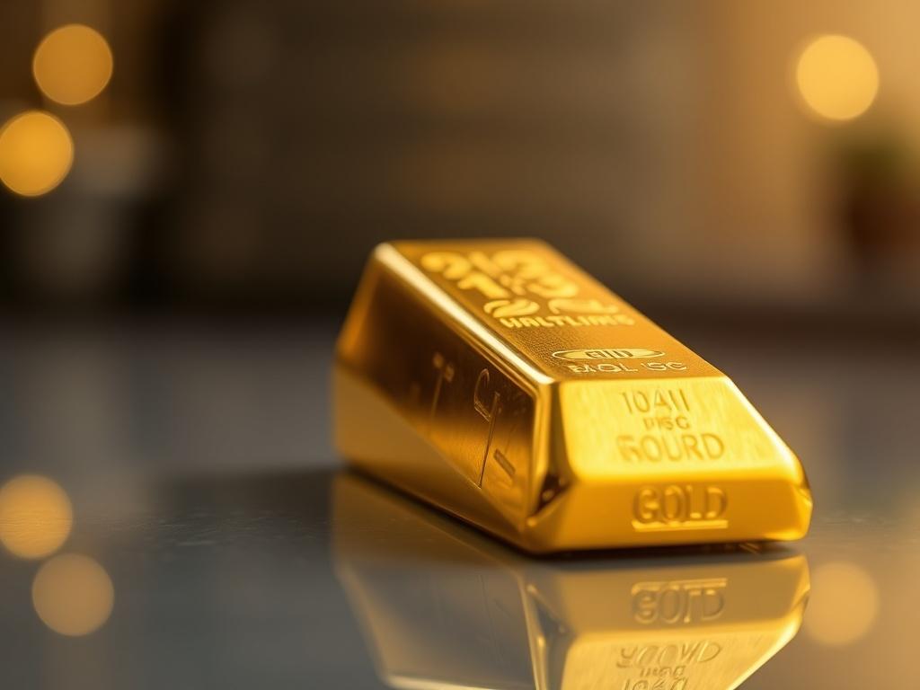 A hyper realistic close up shot of a gold bar