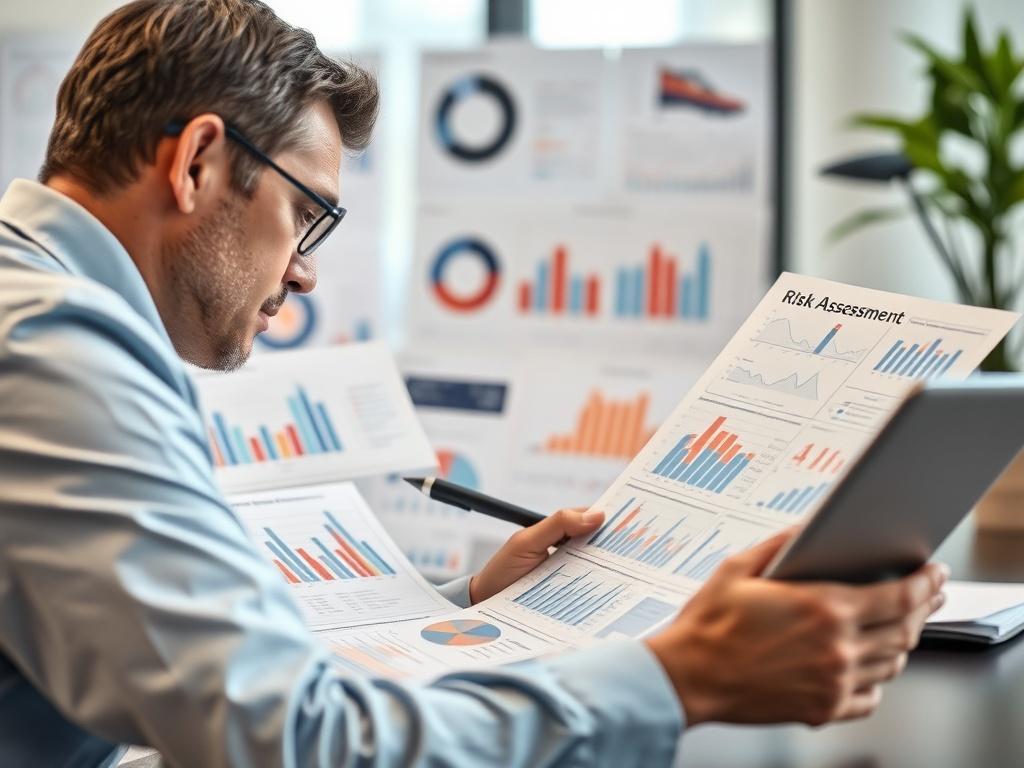 A close up shot of a financial advisor analyzing risk