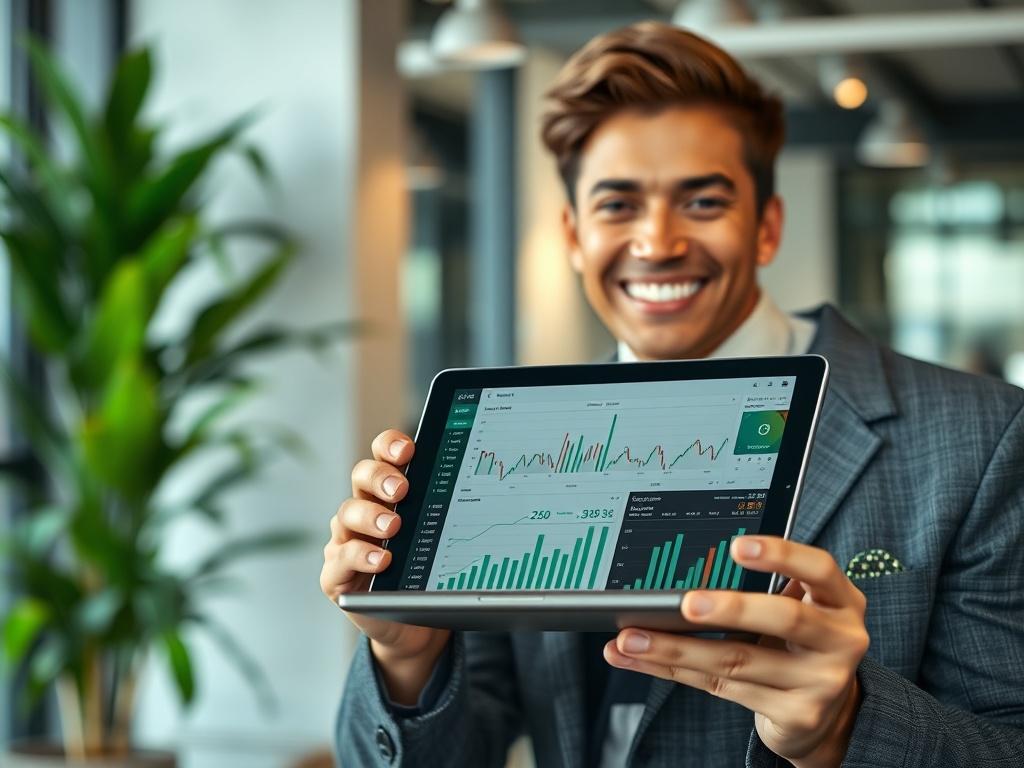 A close up shot of a business professional smiling confidently