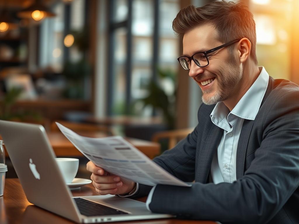 A close up shot of a business owner smiling while