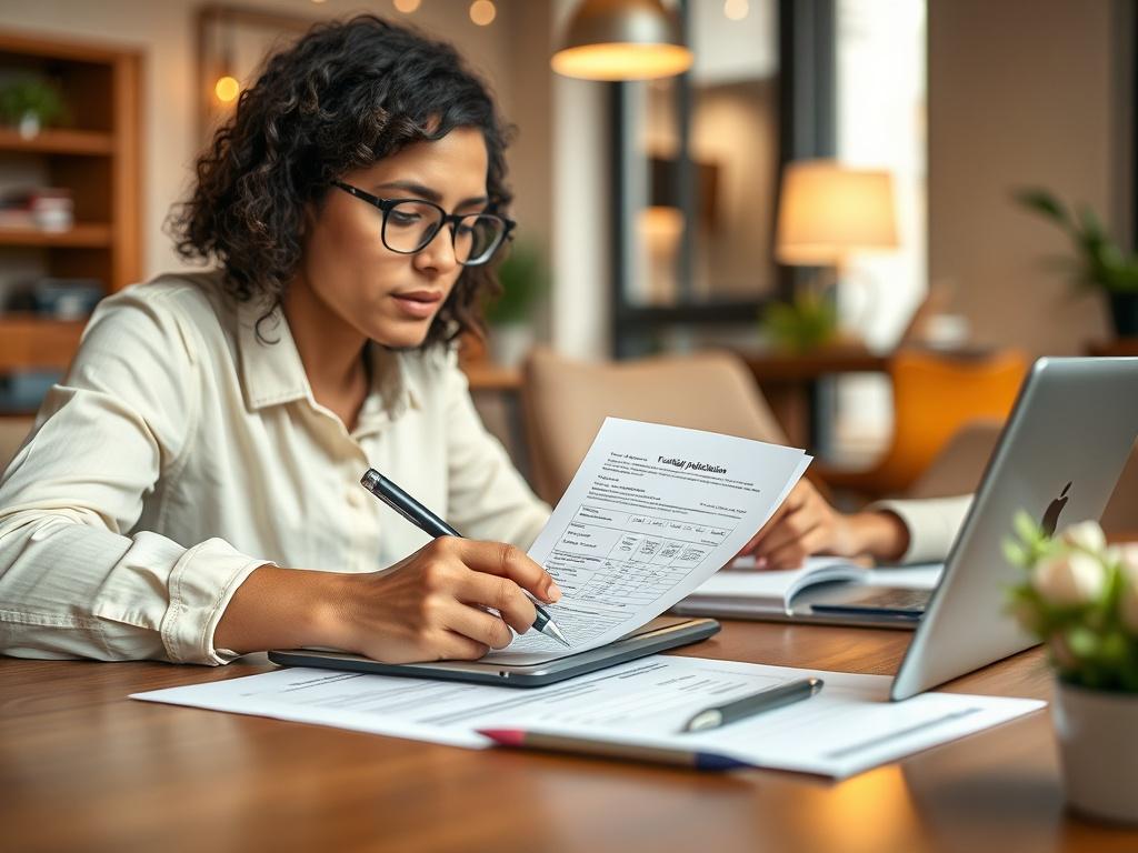 A close up shot of a business owner filling out