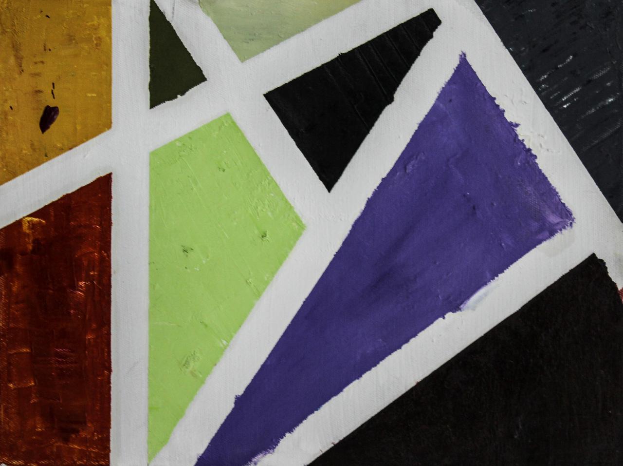 first experiment of paper-tape method & the geometrical abstarction, 30x40cm, oil & acrylics on canvas, 2015.jpg