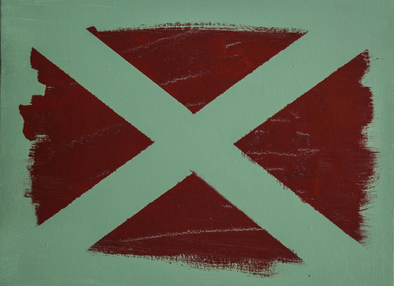 the modern flag of scotland (from the paper-tape experiment series), 30x40cm, latex & acrylics on canvas, 2016 .jpg