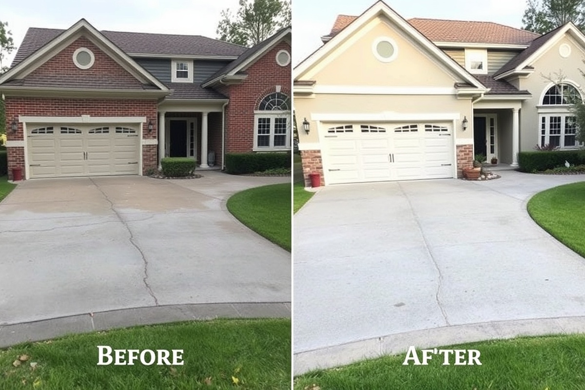 Before and after driveway replacement