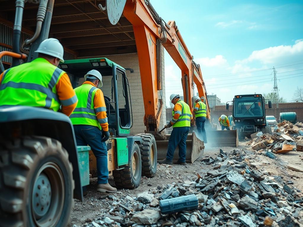 A dynamic scene of the Three Sixty Five Demolition and