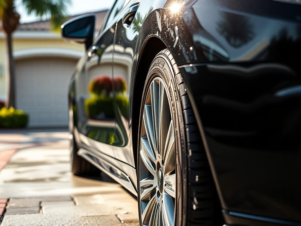 A close up shot of a shiny car exterior after