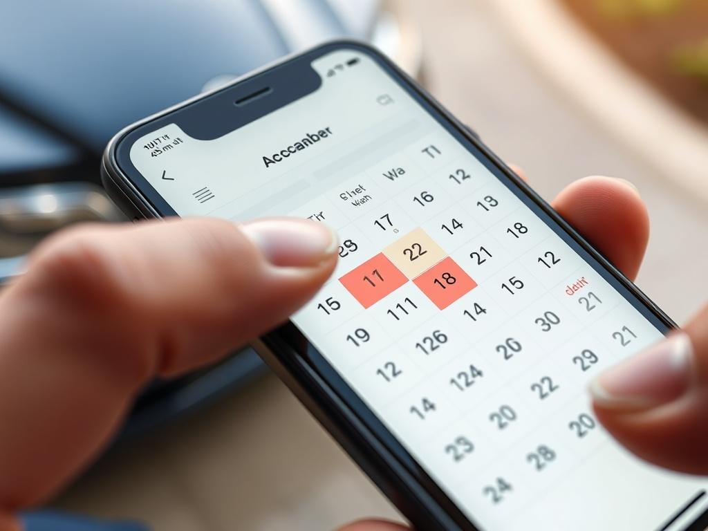 A close up shot of a calendar on a smartphone,