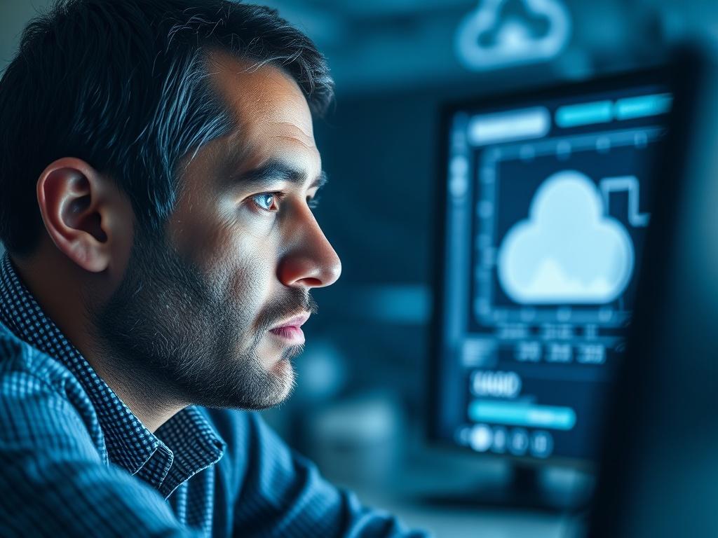 An engaging close up shot of a male IT professional