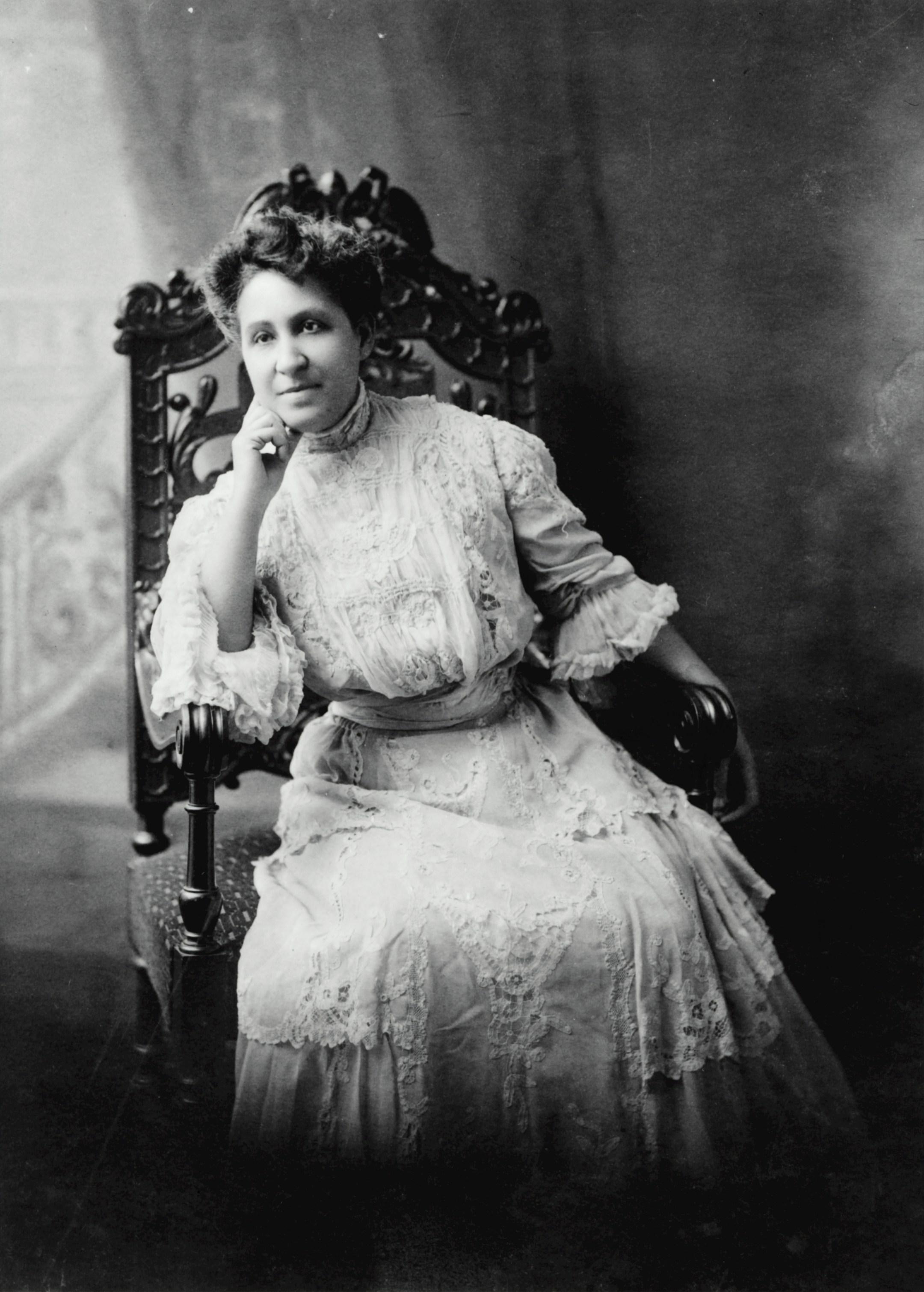 [Mary Church Terrell, three-quarter length portrait, seated, facing front]. Photograph from the Biographical Collection, [between 1880 and 1900, printed later]. Library of Congress Prints & Photographs Division. 

https://www.loc.gov/item/97500102/
