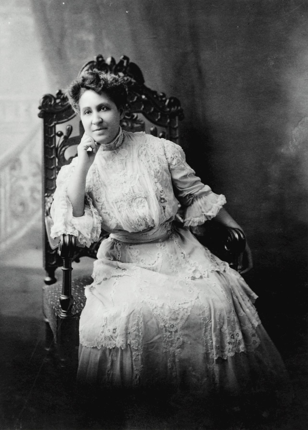 [Mary Church Terrell, three-quarter length portrait, seated, facing front]. Photograph from the Biographical Collection, [between 1880 and 1900, printed later]. Library of Congress Prints & Photographs Division. 

https://www.loc.gov/item/97500102/