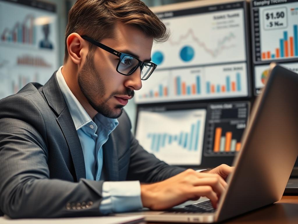 A close up shot of a business consultant analyzing pricing