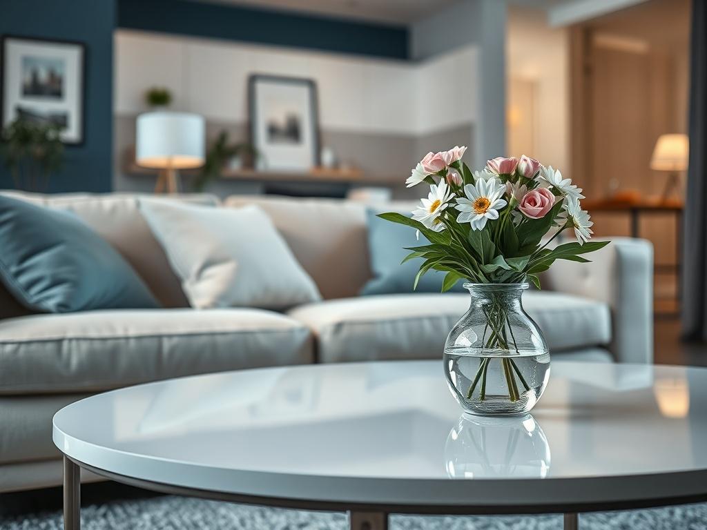 A close up shot of a tidy, well organized living