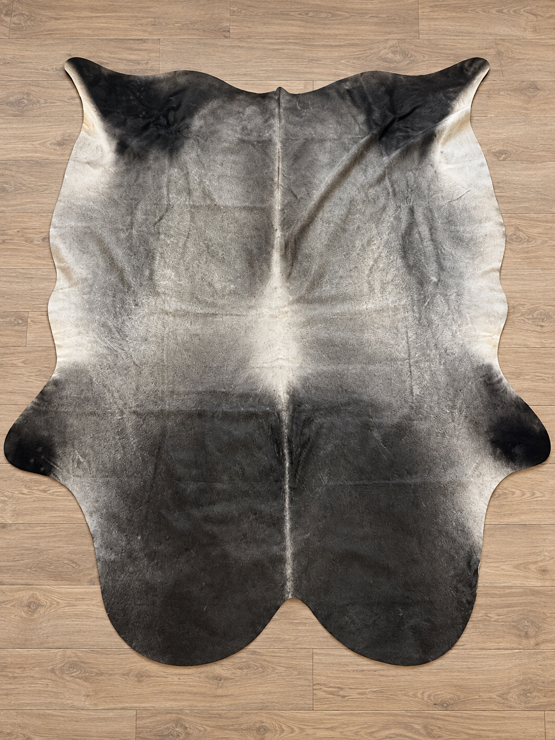 Extra-large black and charcoal cowhide rug, made in Brazil