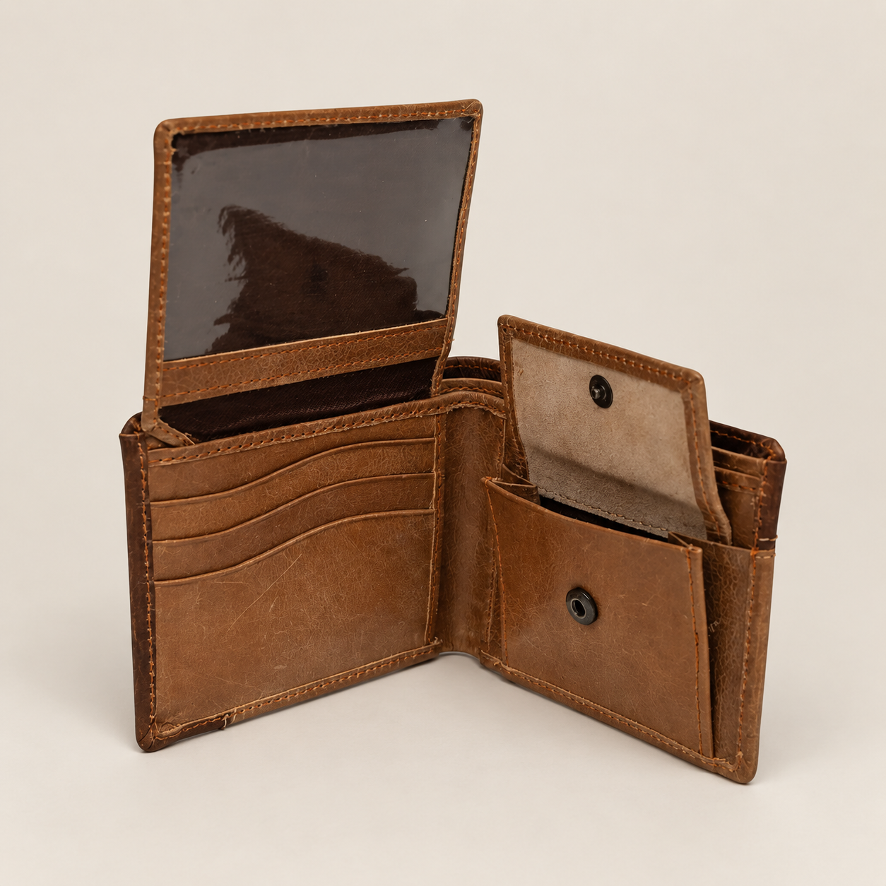 Brown Leather Bifold Wallet — pictured selection
