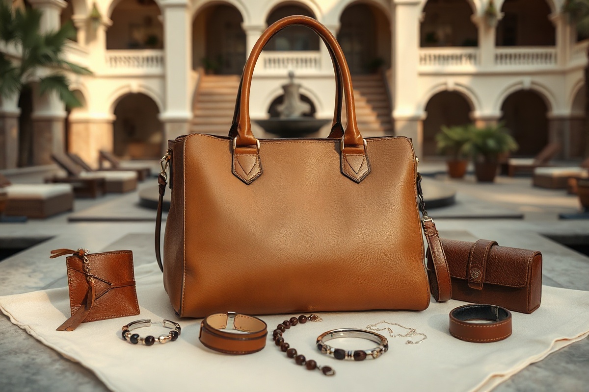 Luxury handbag in camel leather