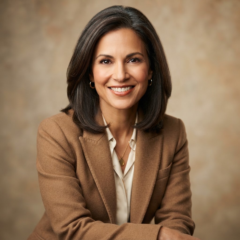 Maya Bennett, Director of Product Strategy. A woman with shoulder-length dark hair and warm presence in professional attire.