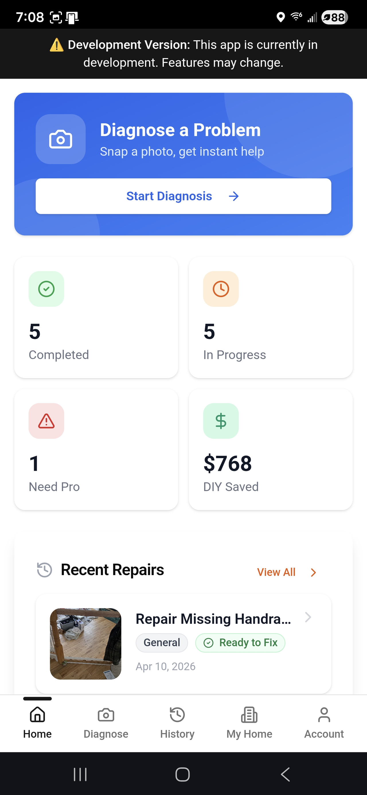 FixFirst app showing repair guidance with numbered steps