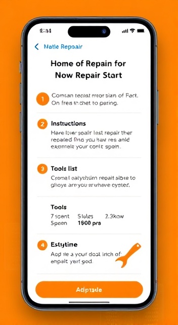FixFirst app showing repair guidance with numbered steps