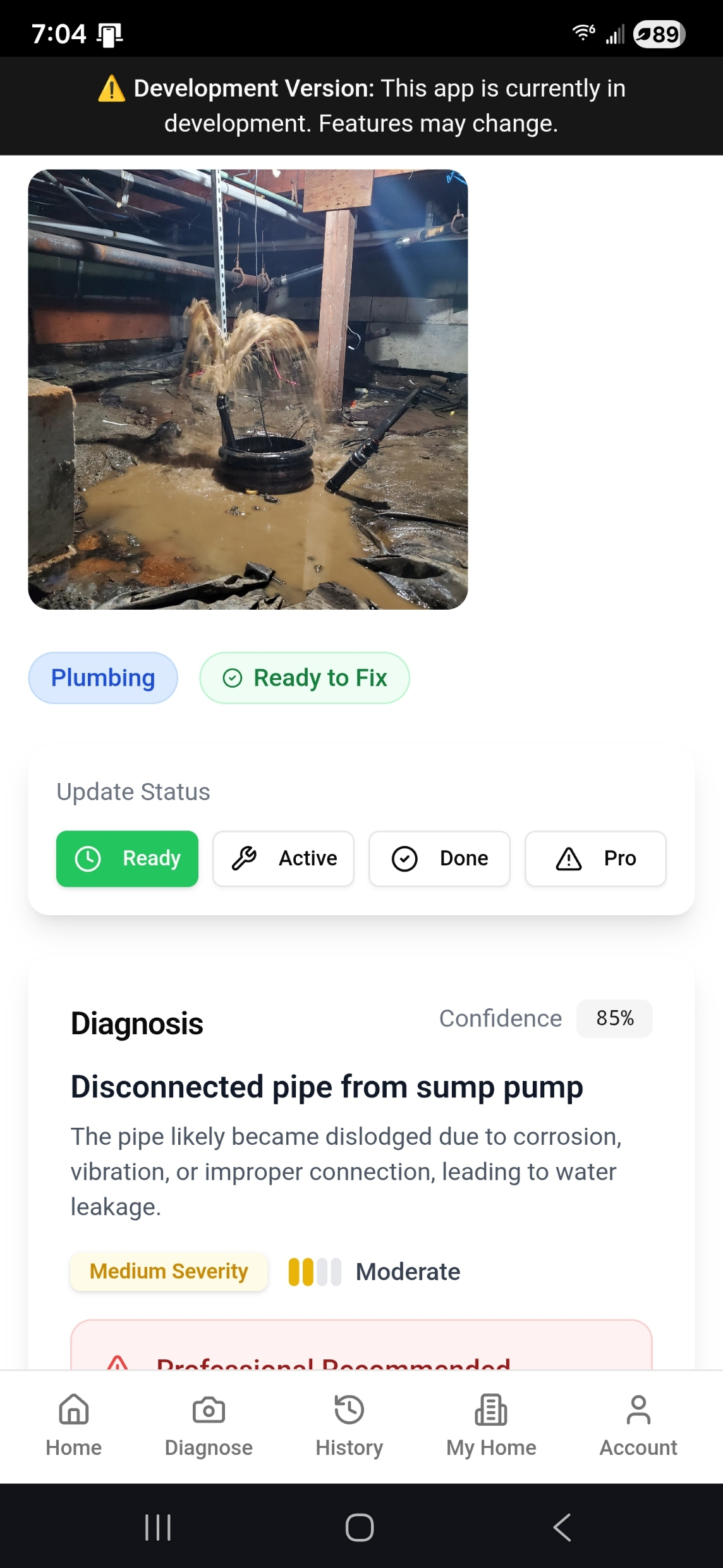 FixFirst demo video showing app analyzing a home repair problem