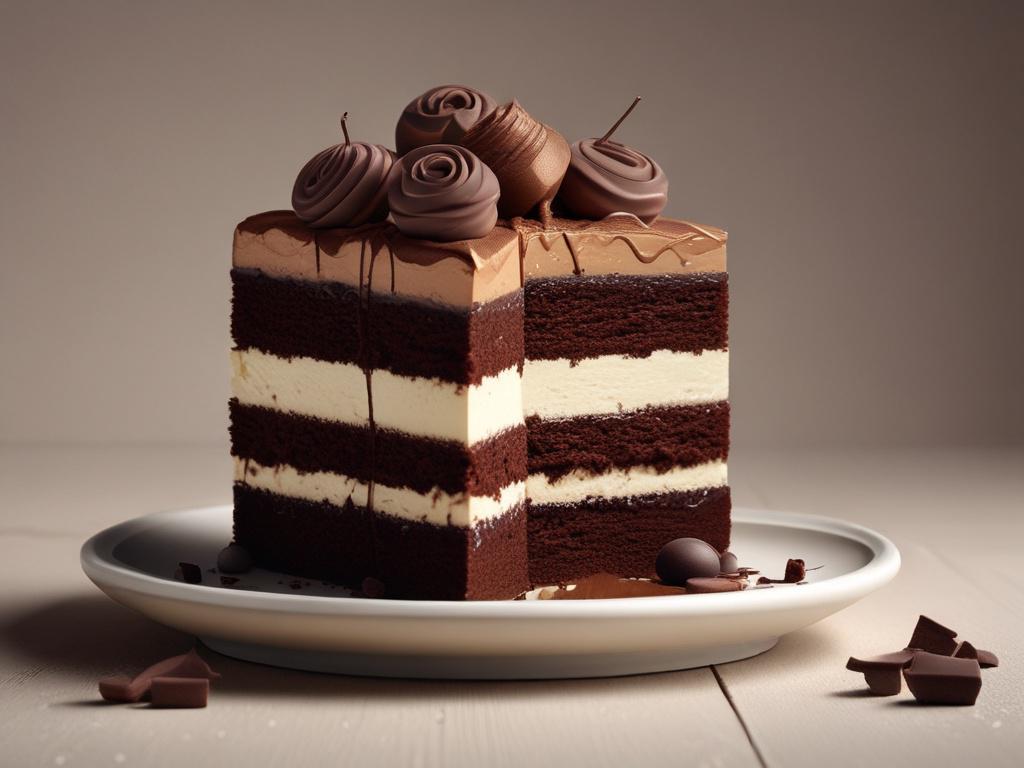 chocolate cake, creamy, dessert, indulgent, layers
