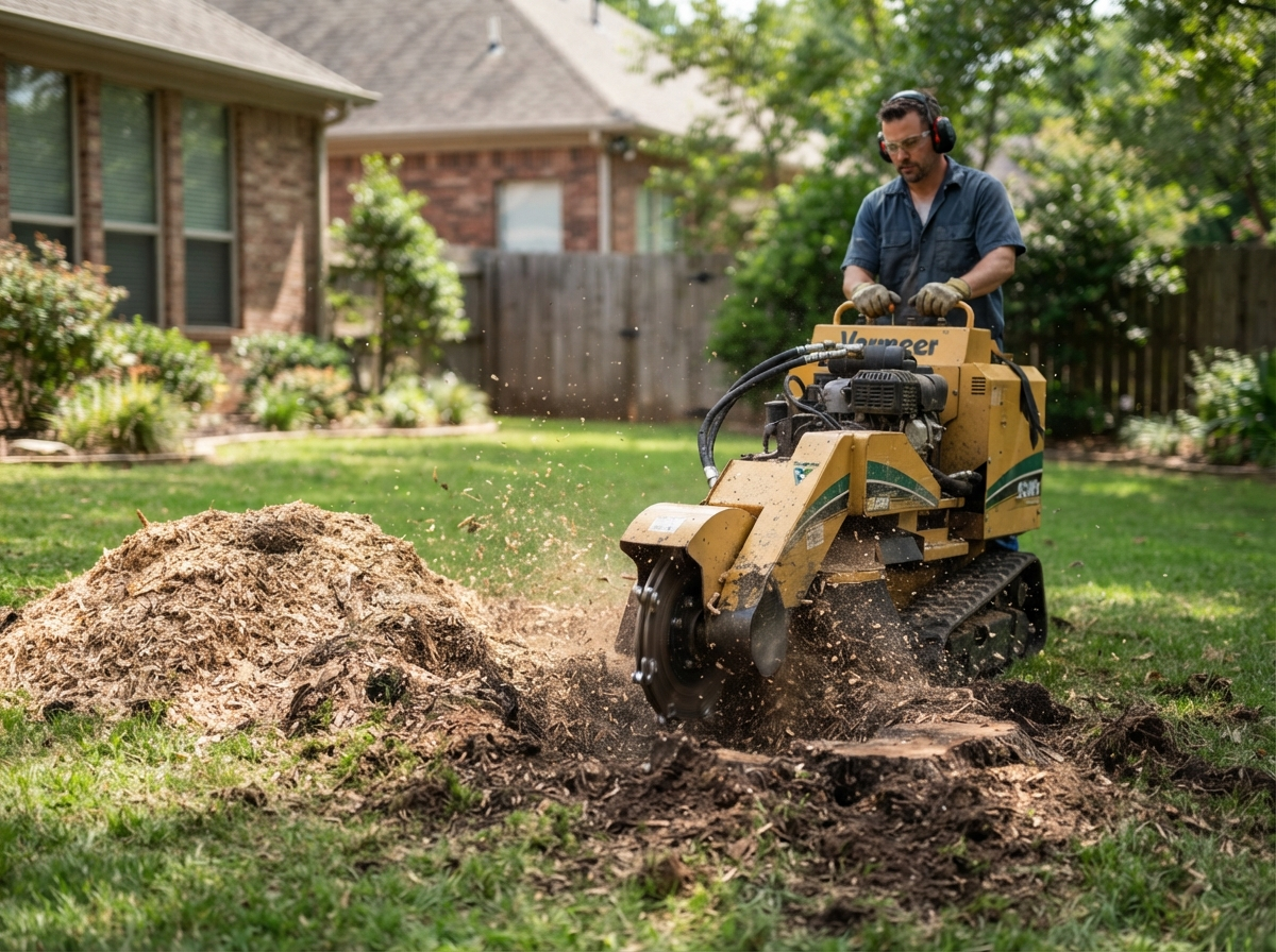 Our compact grinder takes the stump 10 inches below grade.