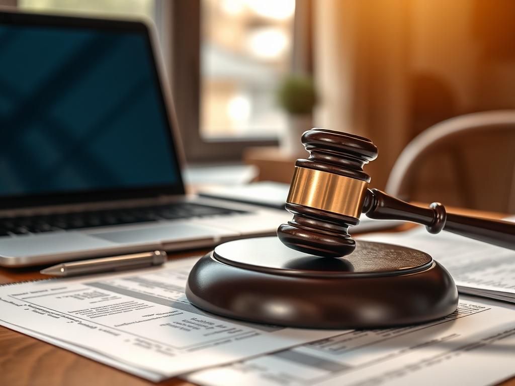A realistic high resolution of a lawyer's desk with legal