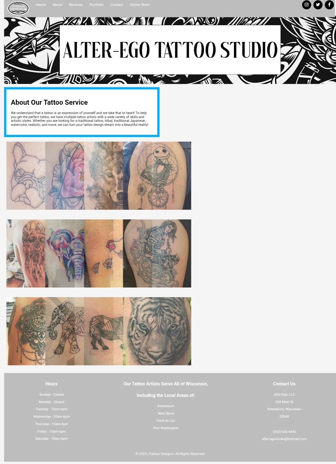 Alter Ego Tattoos website